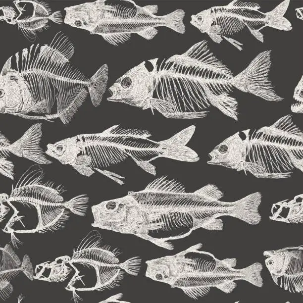 Vector illustration of Fish Bone Repeat Pattern