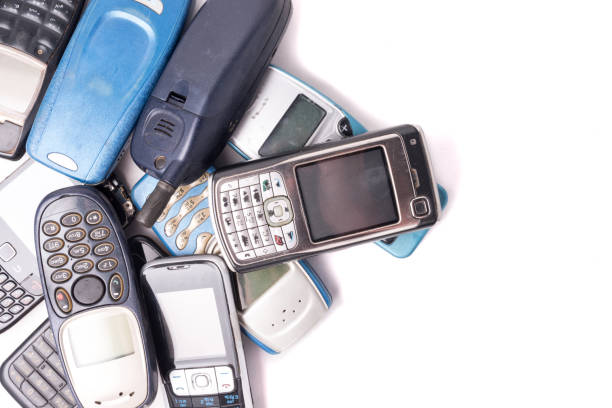 istock old and obsolete cellphone on a white background. Free space for text 847087926