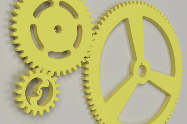 istock Set of yellow gears and cogs on white background 847088042