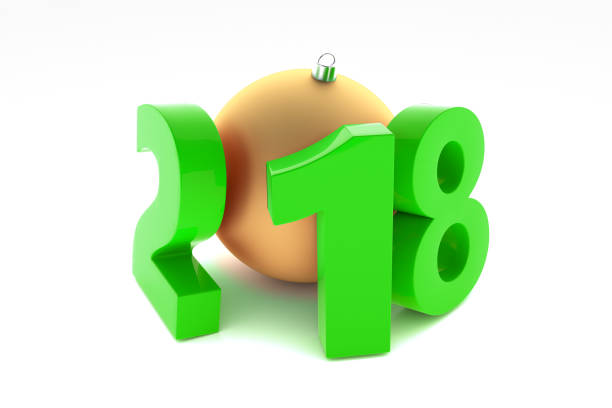 istock New 2018 year green plastic figures with golden decoration ball 847088446