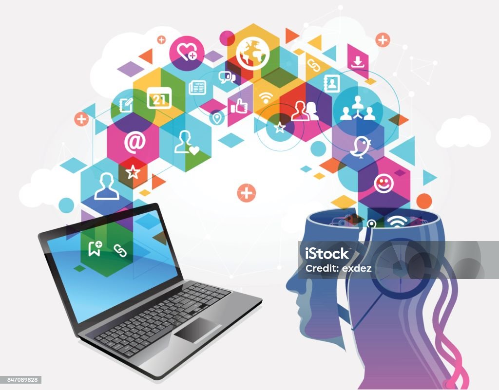 Ai Computer Communicator Robot And Computer Communication Stock Illustration - Download Image ...