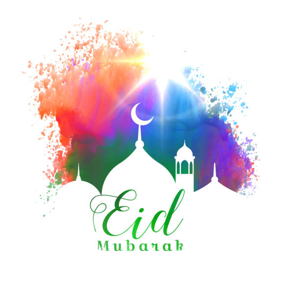 красивый ид мубарак исламский фестиваль поздравительные открытки дизайн - islam india mosque praying stock illustrations