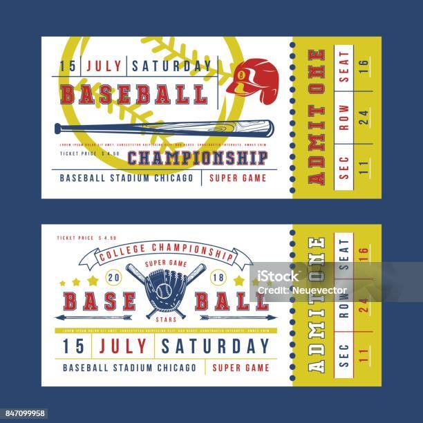 Template For Vintage Baseball Ticket Stock Illustration - Download Image Now - Baseball - Sport, Ticket, Baseball - Ball