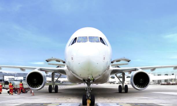 istock Airplane front view at airport 847110448