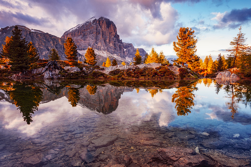 Mountain reflecting in a mirror lake