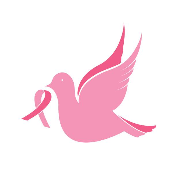 ilustraciones, imágenes clip art, dibujos animados e iconos de stock de mes del cáncer de mama nacional. pájaro con ilustración de vector de lazo rosa - beast cancer awareness month