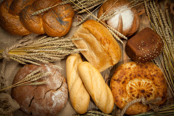 istock Bread assortment on background of the old canvas 847118354