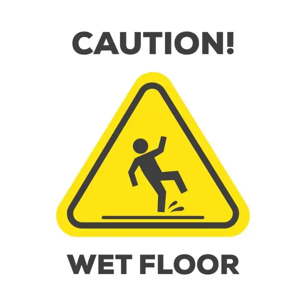 Vector illustration of CAUTION WET FLOOR WARNING SIGN