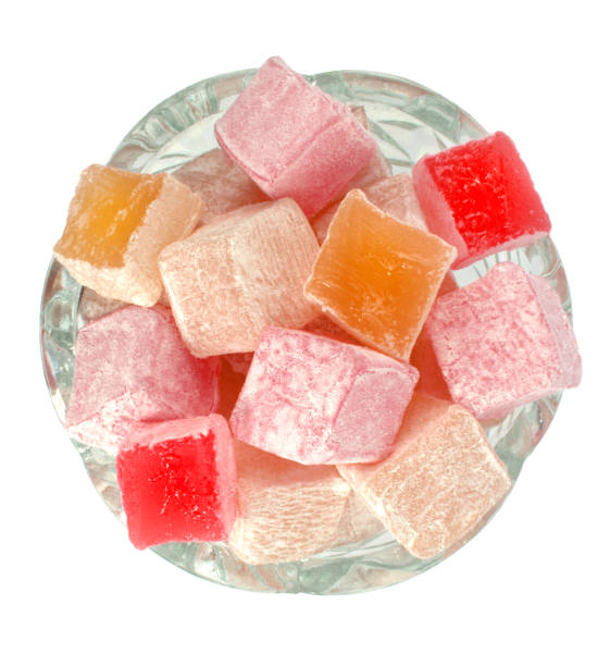 istock Turkish Delight in glass bowl on white background. 847148208