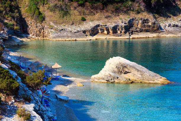 istock Summer morning Pulebardha beach (Albania). 847152030
