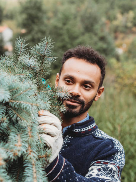 istock Young adult man choosing a Christmas tree 847153300