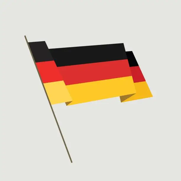 Vector illustration of Vector flat style waving Germany flag