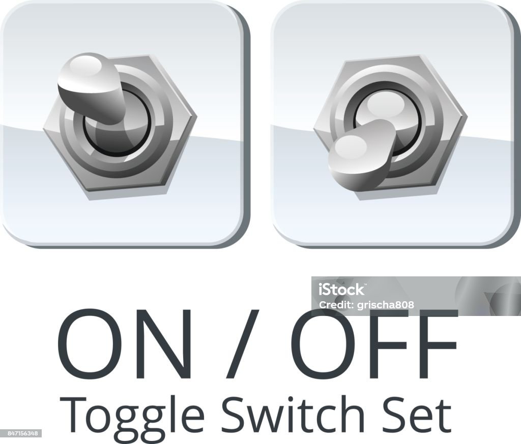 On Off Panel Toggle Switch Set Vector Illustration Stock Illustration ...