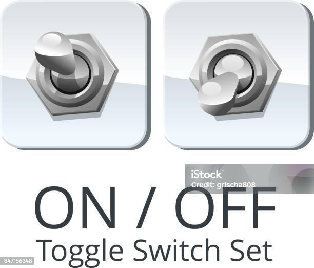 On Off Panel Toggle Switch Set Vector Illustration Stock Illustration ...
