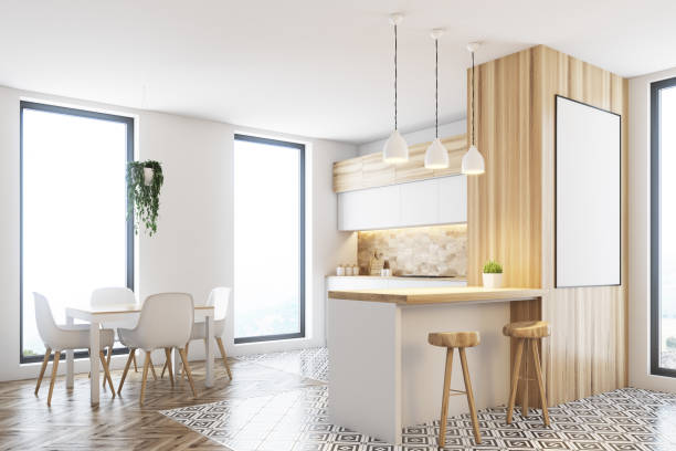 istock Modern white and wooden kitchen, poster 847161806