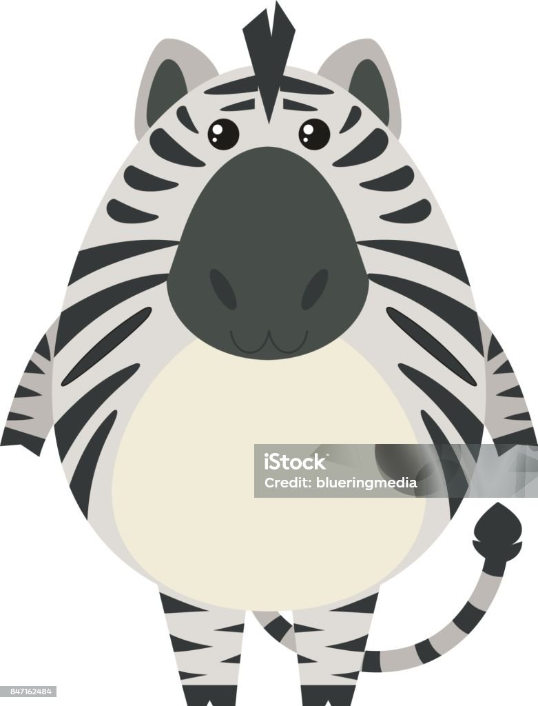 Zebra with round body Zebra with round body illustration Animal stock vector