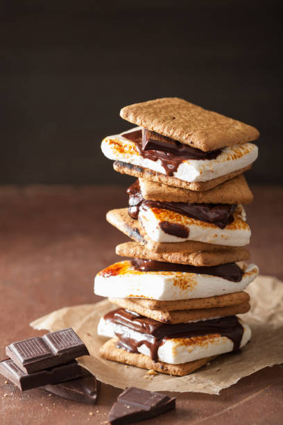 istock homemade marshmallow s'mores with chocolate on crackers 847177366