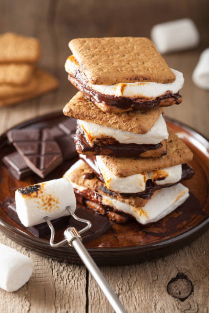 istock homemade marshmallow s'mores with chocolate on crackers 847177776