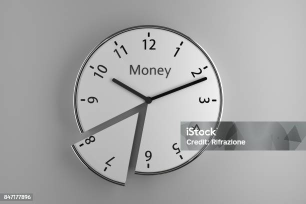 Sliced Wall Clock Stock Photo - Download Image Now - Currency, Slice of Food, Time