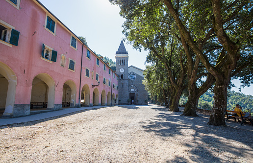 MONTEROSSO AL MARE, ITALY, AUGUST 18, 2017 - Sanctuary of Nostra Signora di Soviore, La Spezia province, near Monterosso in 5 terre, Italy.