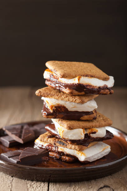 istock homemade marshmallow s'mores with chocolate on crackers 847182962