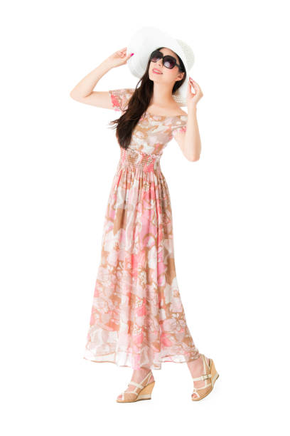 istock pretty woman grab hat looking at empty area 847187188