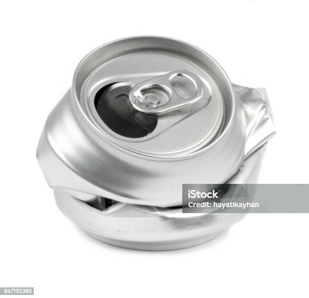 Crushed Drink Cans Stock Photo - Download Image Now - Can, Crushed, Tin