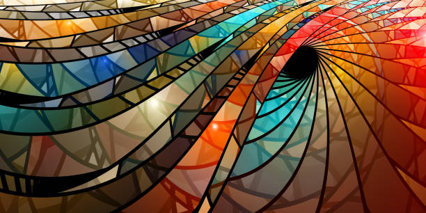 colorful stained glass spiral - vital force imagens e fotografias de stock