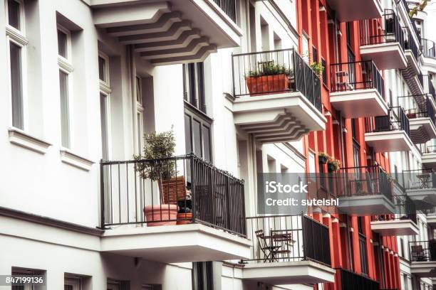 Modern Apartment Houses In Berlin Stock Photo - Download Image Now - Balcony, Townhouse, Apartment