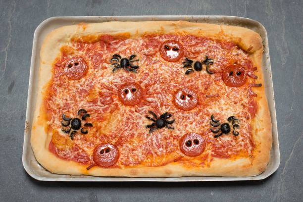 istock Whole Rectangle Halloween-Themed Pizza on Tray 847202232