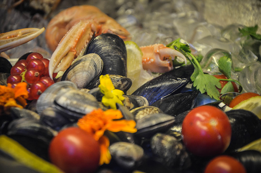 tasty & healthy sea food dish close up