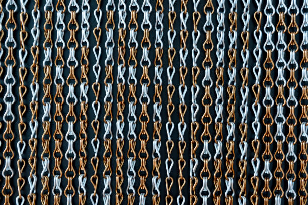 Closeup of Chain Curtain with Silver and Brass Links