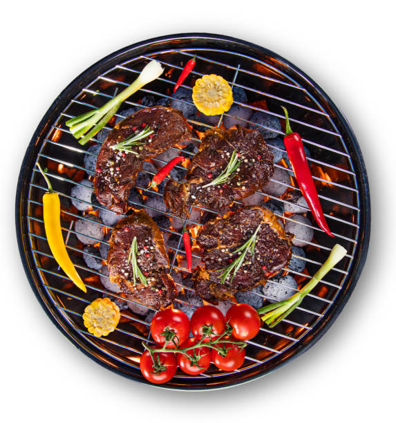 istock Barbecue grill with beef steaks, close-up 847206832