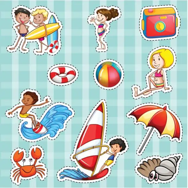 Vector illustration of Sticker design for tourists at sea