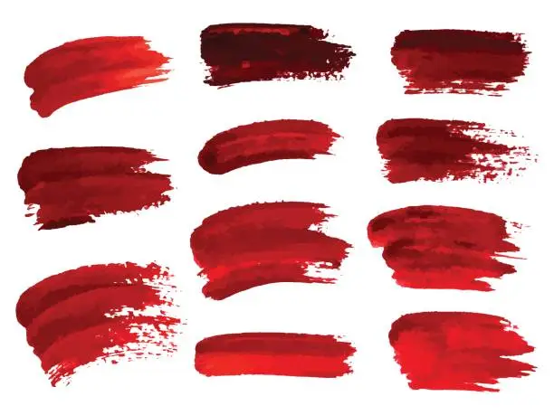Vector illustration of Red oil brush strokes similar to blood for design, element for halloween. Vector illustration.