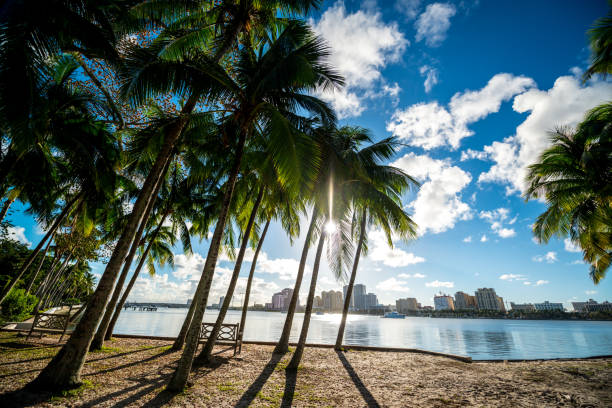Waterfront park in Palm Beach, Florida, USA
