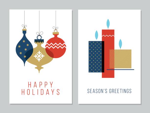 коллекция рождественских поздравительных открыток - сфера иллюстрации stock illustrations