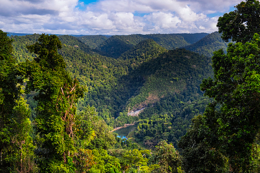 Looking down onto the North Johnstone River, in the Atherton Tablelands, Queensland, Australia