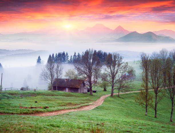 istock Lazeyschina Lazeshchyna village in the mist 847242566
