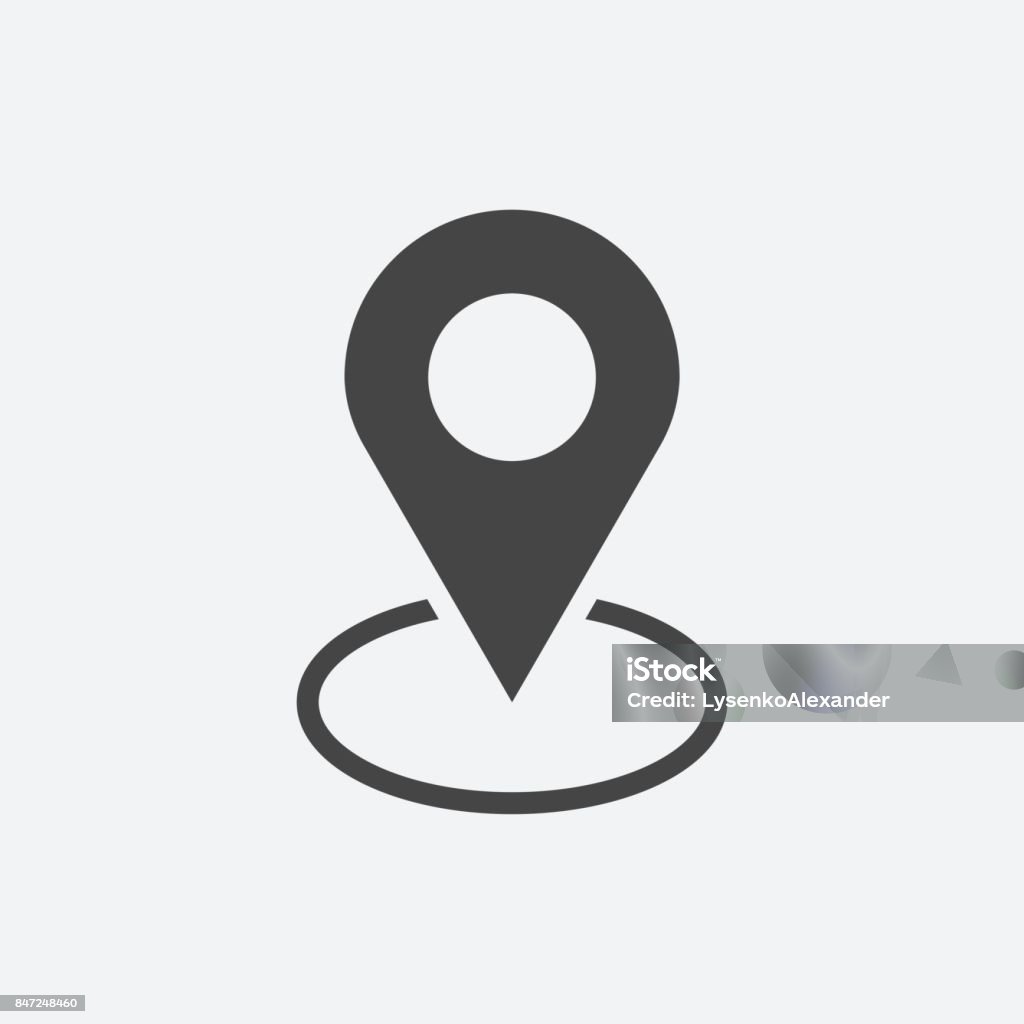 Vector icono de PIN. Señal de ubicación en plano estilo aislado sobre fondo blanco. Mapa de navegación, concepto de gps. - arte vectorial de Mapa localizador libre de derechos