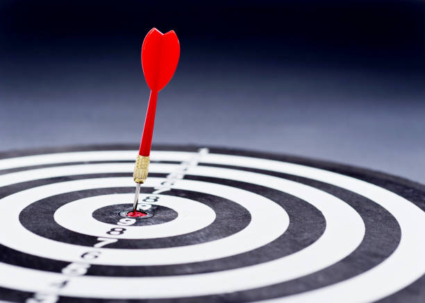 istock Hitting the bulls eye on the black background 847256548