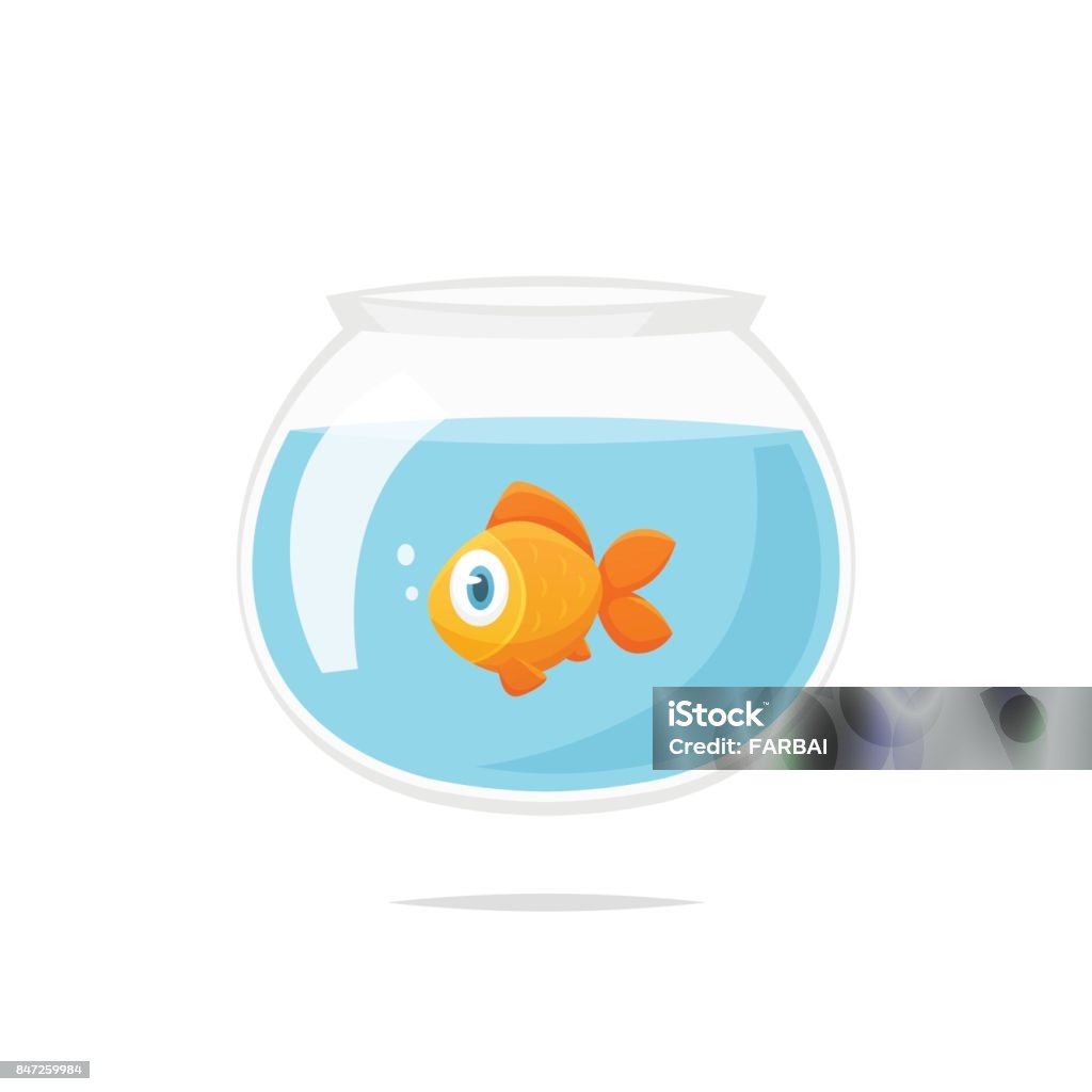 Cartoon goldfish in fishbowl vector Vector element Fishbowl stock vector