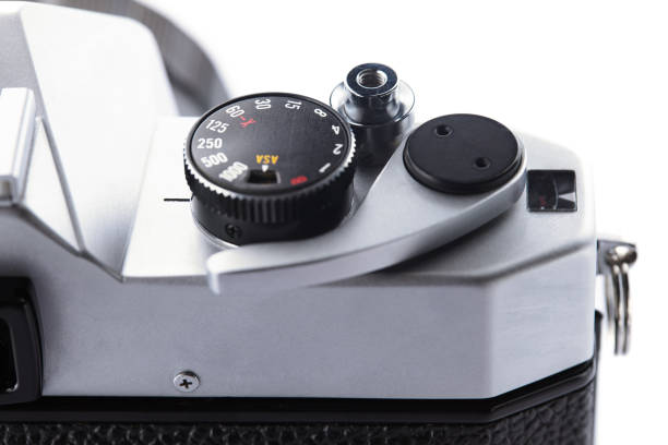 istock Close-up of an old vintage film camera dial and shutter button 847266500