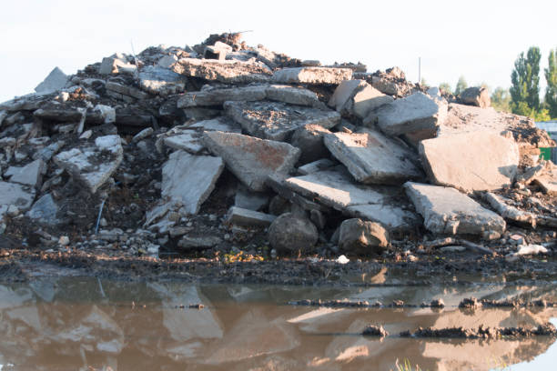 istock Pile of rubble from a dismantled building at a demolition site 847273066