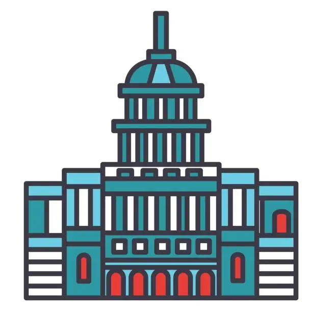 Vector illustration of Capitol usa flat line illustration, concept vector isolated icon