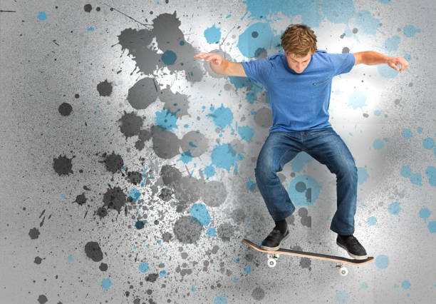 istock Male skateboarder doing an ollie trick 847301174