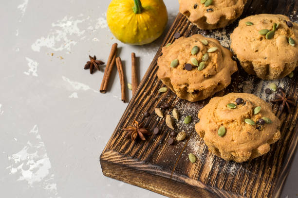 istock Autumn pumpkin muffins with spices, chocolate drops and pumpkin 847301834