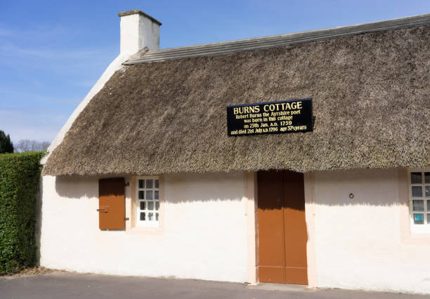 Alloway, Scotland, UK - The thatched cottage in Alloway on the outskirts of Ayr, where the poet Robert Burns was born in 1759.