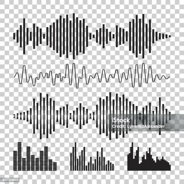 Icône De Vecteur De Formes Dondes Sonores Ondes Sonores Et Musical Pulse Vector Illustration Sur Fond Isolé Vecteurs libres de droits et plus d'images vectorielles de Bruit