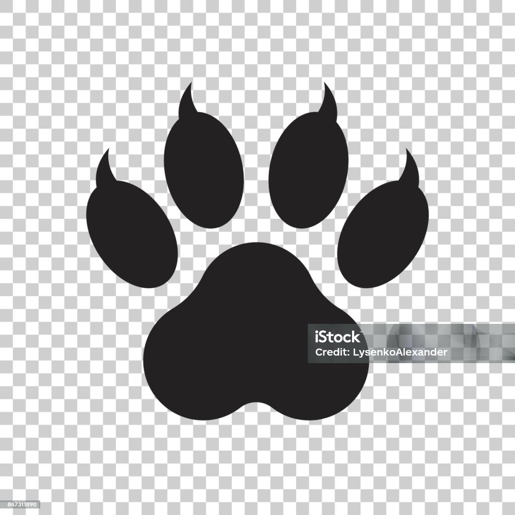 Pfote Drucksymbol Vektor-Illustration auf isolierte Hintergrund isoliert. Hund, Katze, Tatze Symbol flach Piktogramm zu tragen. - Lizenzfrei Pfotenabdruck Vektorgrafik